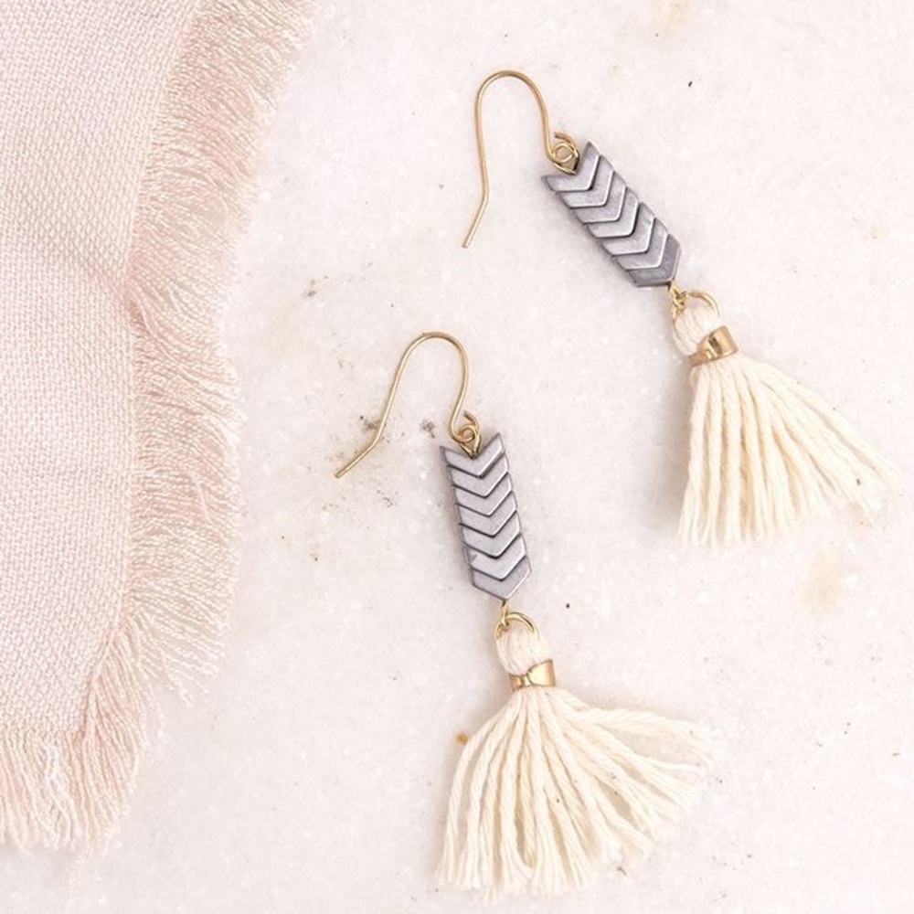 Chevron and Tassel Handcrafted Earrings Ma…